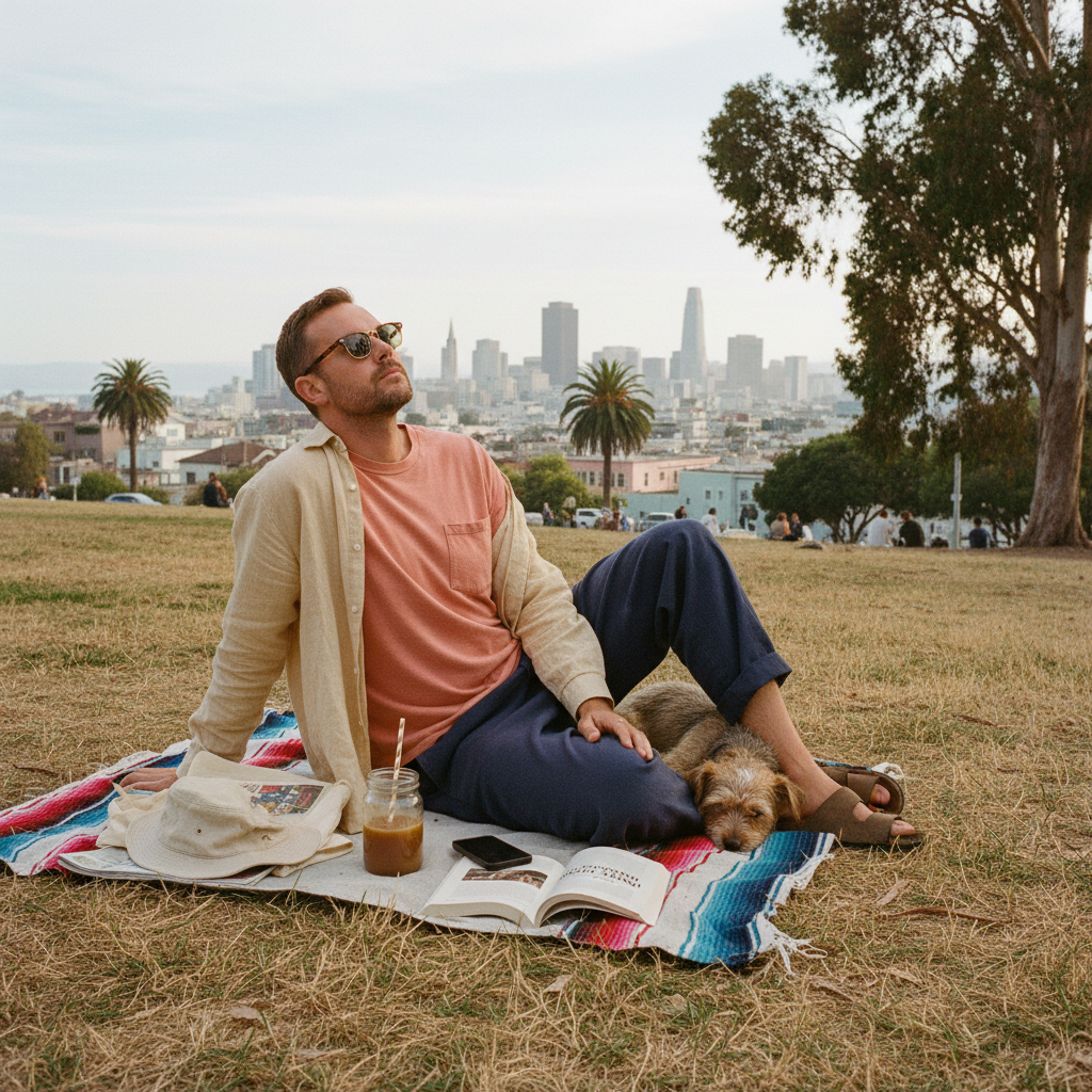 Look 08 — The Idyll. Dolores Park on a Tuesday.