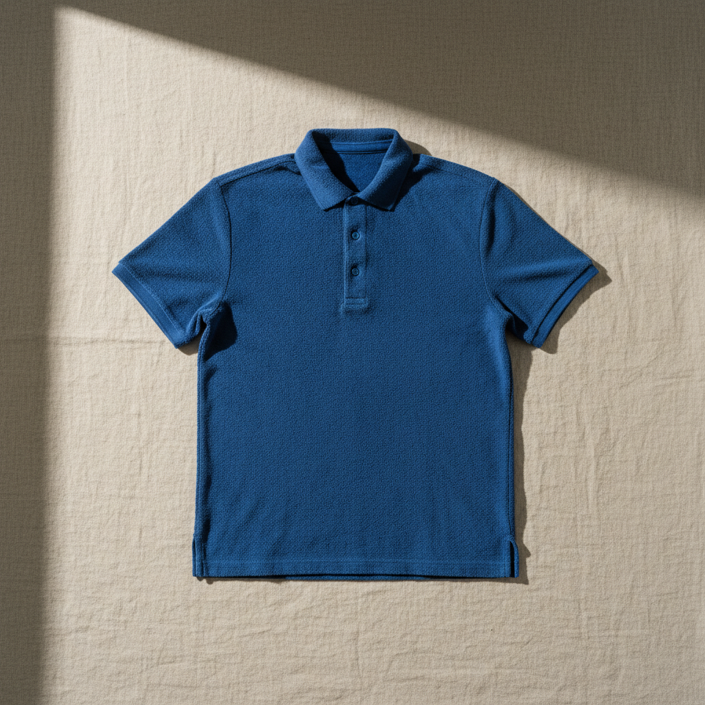 アンダー・ポロ ── コバルト・パイル、別のポロの下に着る。