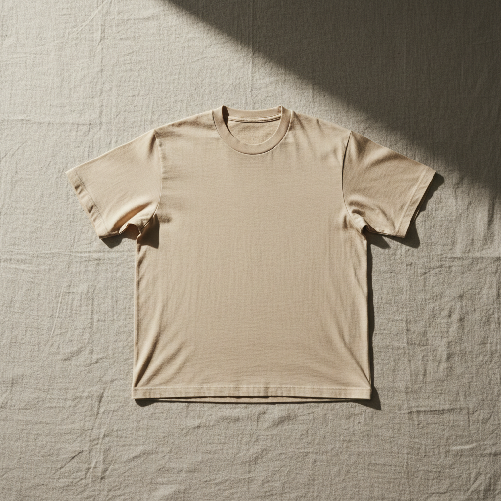 Tee — Suvin Gold long-staple cotton, heavyweight, bone.