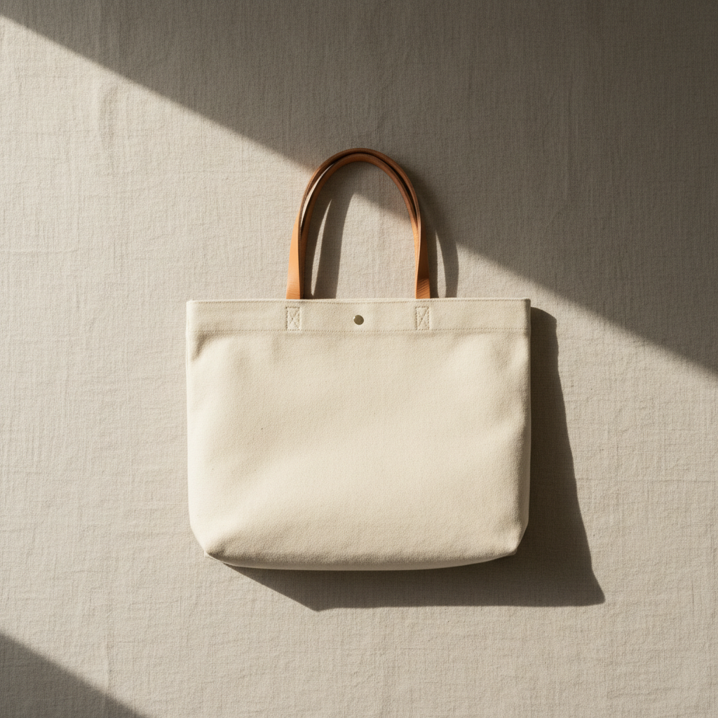 Tote — natural duck canvas with horsehide handles.